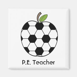 Imán P.E. Teacher Soccer Ball Apple Magnet