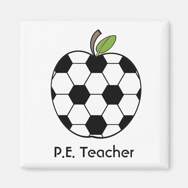 Imán P.E. Teacher Soccer Ball Apple Magnet (Frente)