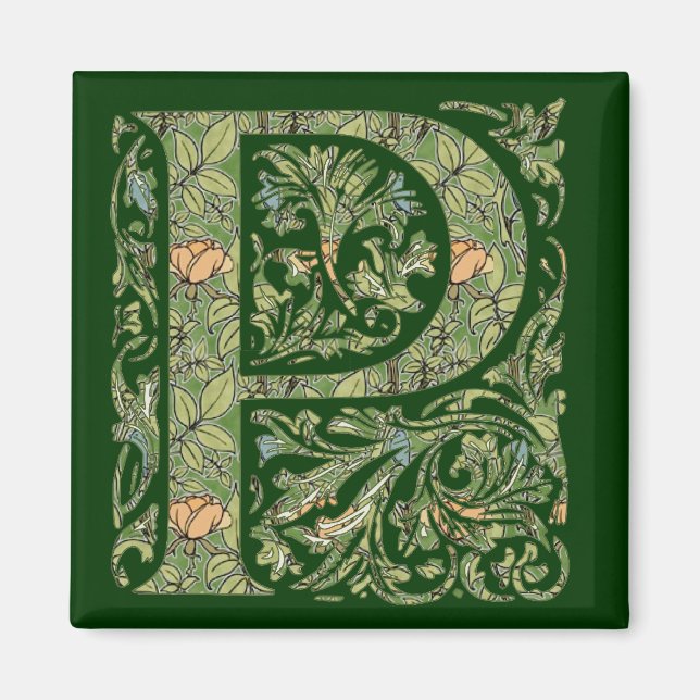 Imán P Ornate Floral Leafy Monograma (Frente)