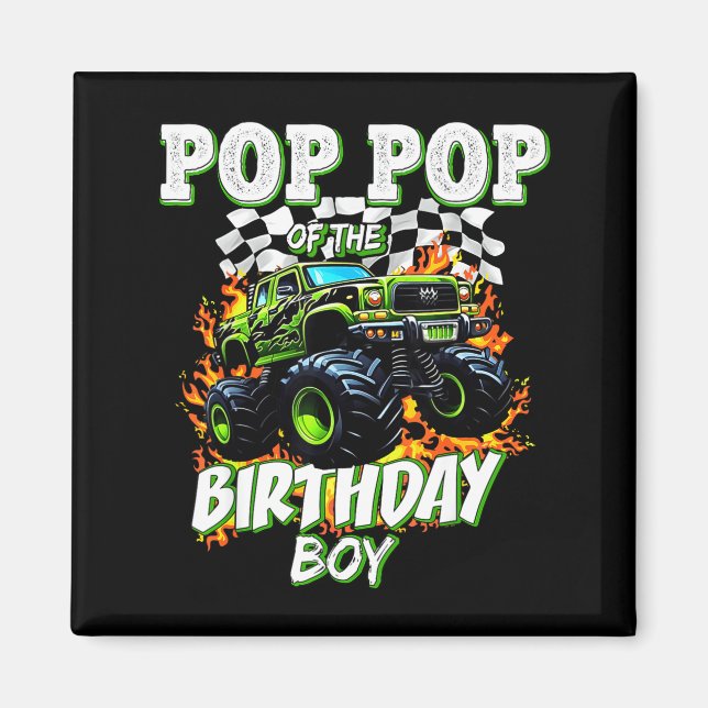 Imán P P Of The Birthday Boy Monster Truck Birthday Kid (Frente)