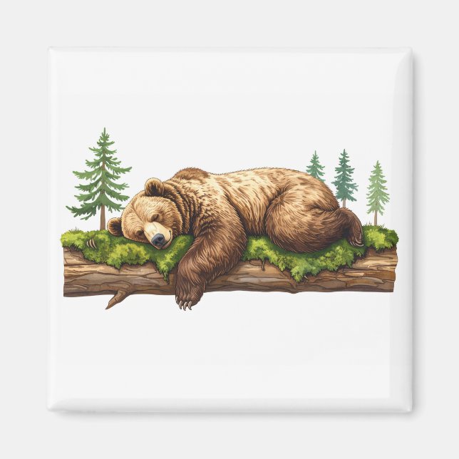 Imán Pacífico Ilustracion acuático del oso durmiente (Frente)