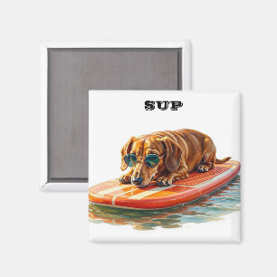 Imán Paddle Boarding Dachshund