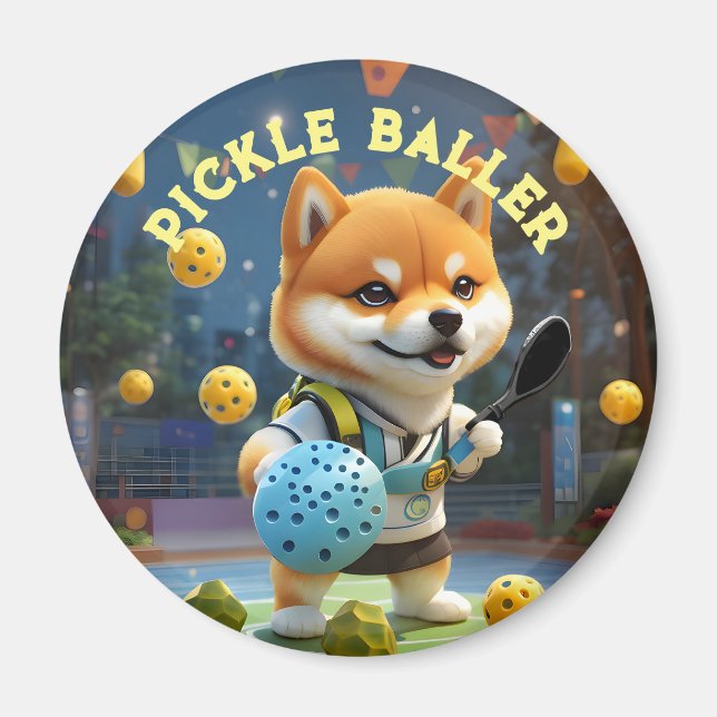 Imán Paddle de bolas de volcán Shiba Inu personalizado (Frente)