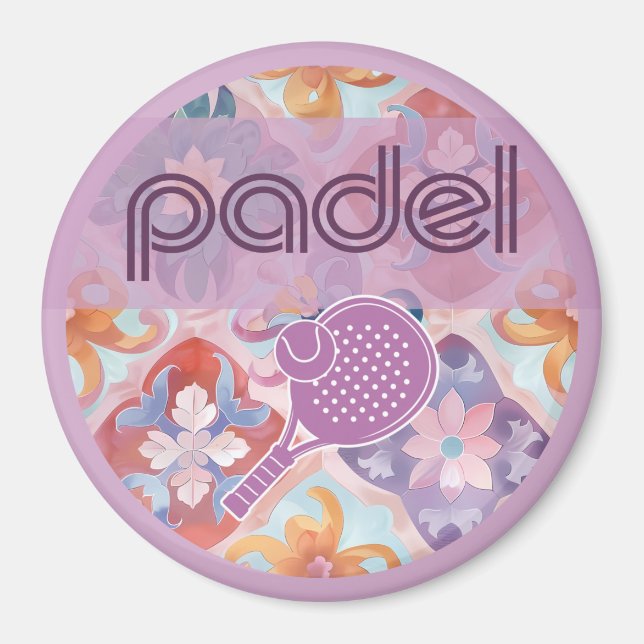 Imán Padel Magnet – Spanish Tile Vibes in Purple (Frente)