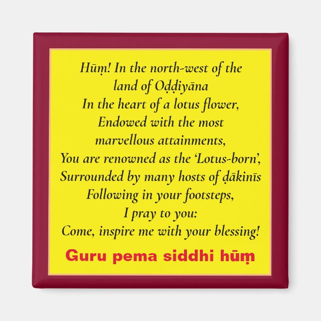 Imán Padmasambhava Mantra y Seven Line Prayer / Guru (Frente)