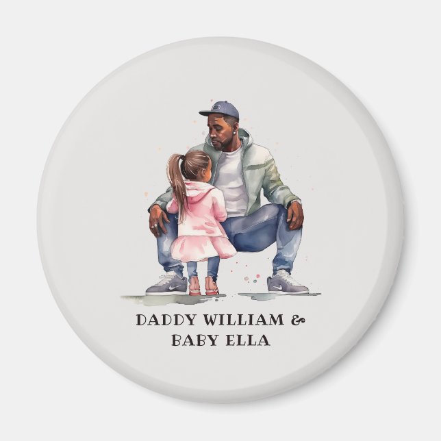 Imán Padre negro y bono de hija (Frente)