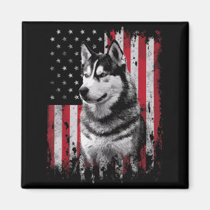 Imán Padre Perro Husky Siberiano Madre América 4 de Jul