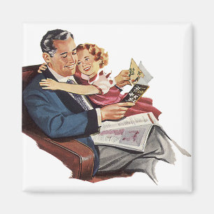 Imán Padre y Hija Vintage, ¡Feliz Día del Padre!