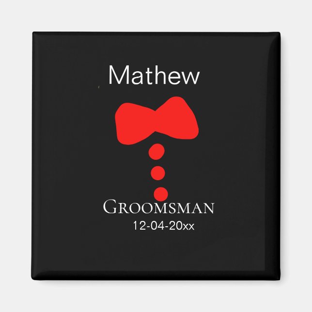 Imán padrino agregar nombre año corbata de moño negra c (Frente)