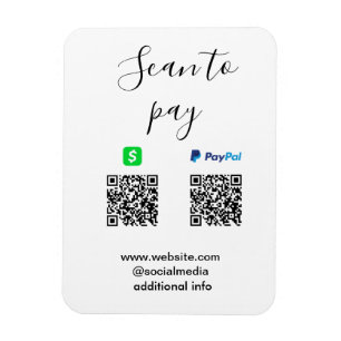 Imán Paga con Paypal Cashapp escanea para pagar QR agre