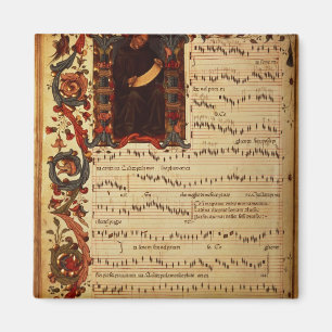 Imán Página de la notación musical con historiated