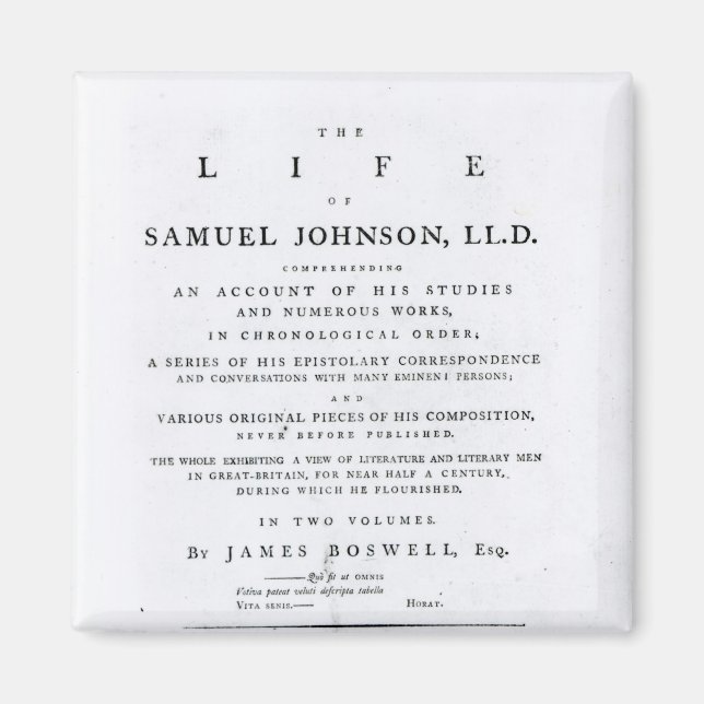 Imán Página de título, de 'La vida de Samuel Johnson' (Frente)