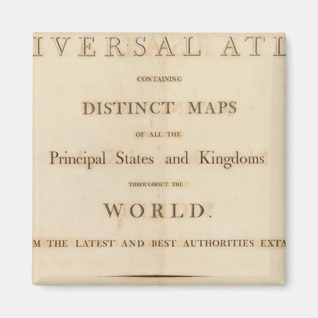 Imán Página de título del nuevo atlas universal (Frente)