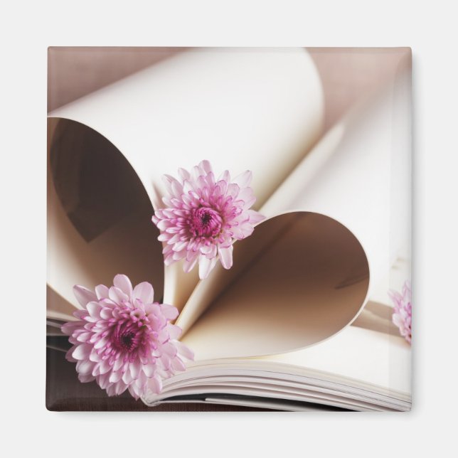 Imán Páginas de un libro hecho en forma de corazón (Frente)