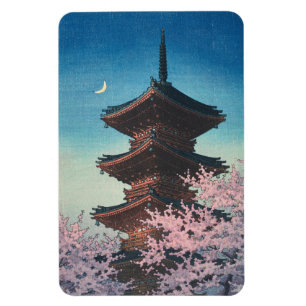 Imán Pagoda japonesa vintage de una tarde de primavera 