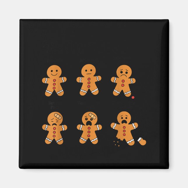 Imán Pain Scale Funny Gingerbread Man Christmas Nurse H (Frente)