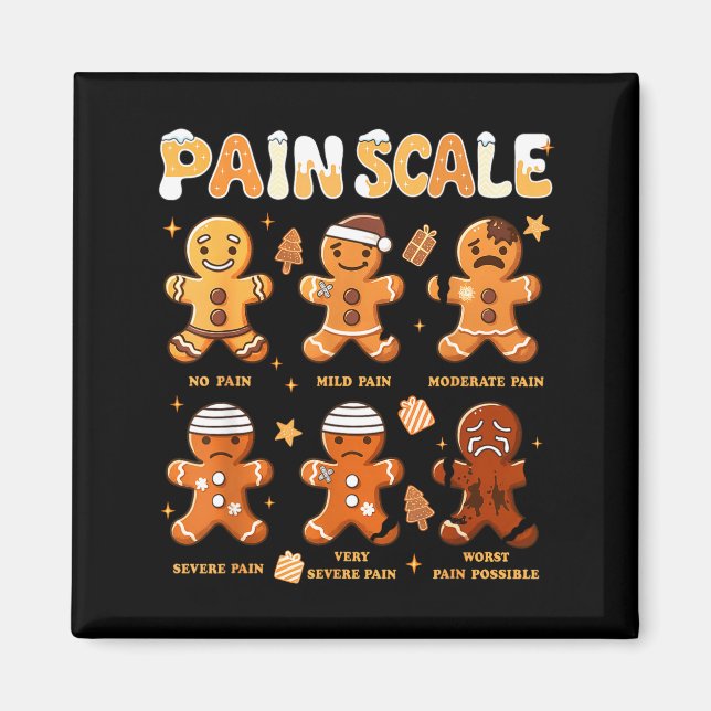 Imán Pain Scale Funny Gingerbread Man Christmas Nurse H (Frente)