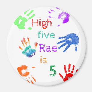 Imán Paint Handprints Cumpleaños con un Nombre Personal