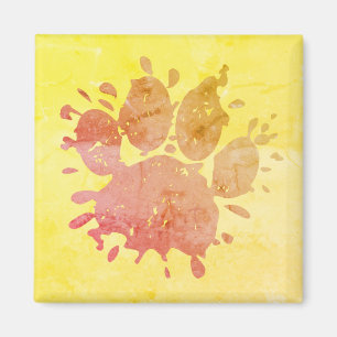Imán Paint Splatter Dog Paw Print