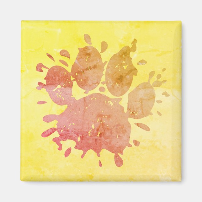 Imán Paint Splatter Dog Paw Print (Frente)