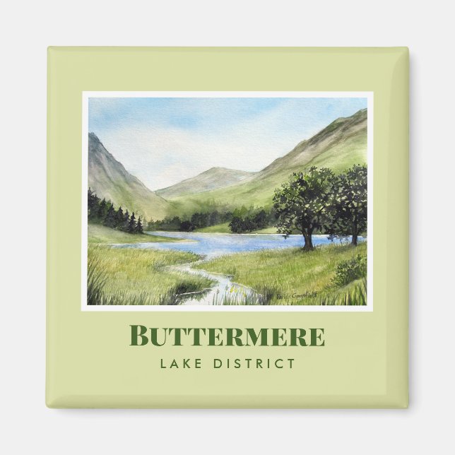 Imán Paintaje paisajístico acuarela de la Buttermere de (Frente)