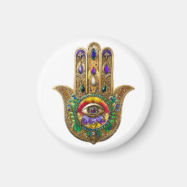 Imán Painted Gold Hamsa Amethyst Ruby Third Eye