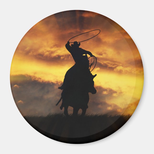 Imán País Vaquero Occidental Ropando Desde Caballo (Frente)