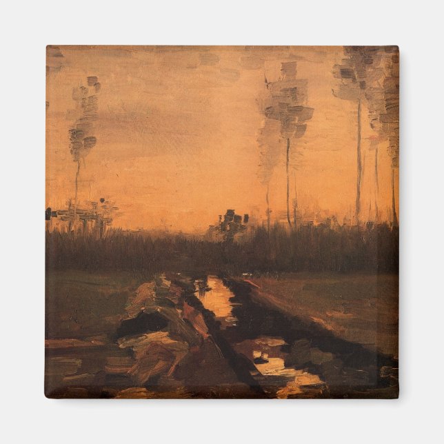 Imán Paisaje al anochecer de Vincent van Gogh (Frente)