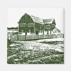 Imán Paisaje campestre estilo madera casa de campo