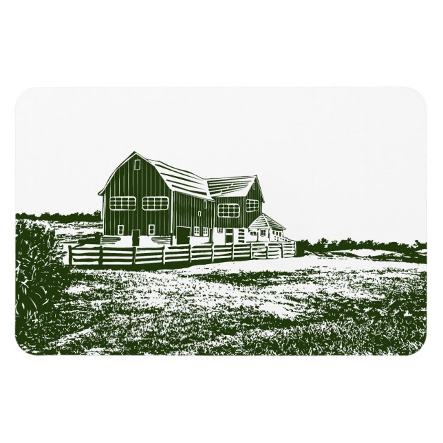 Imán Paisaje campestre estilo madera casa de campo (Horizontal)