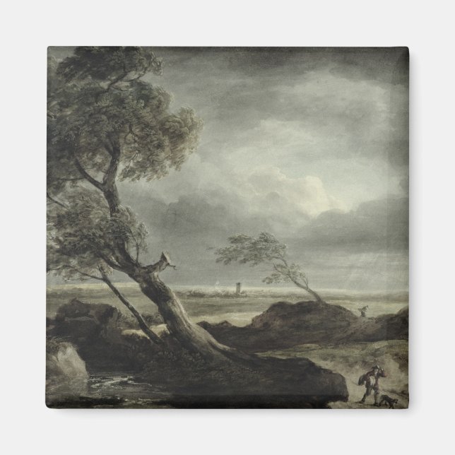 Imán Paisaje con Aldea: efecto tormenta (Frente)