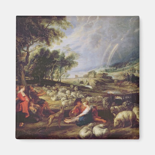 Imán Paisaje con arcoiris (Frente)