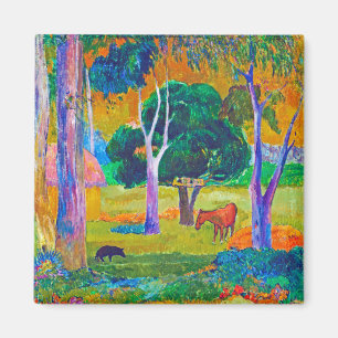 Imán Paisaje con cerdo y caballo, Gauguin