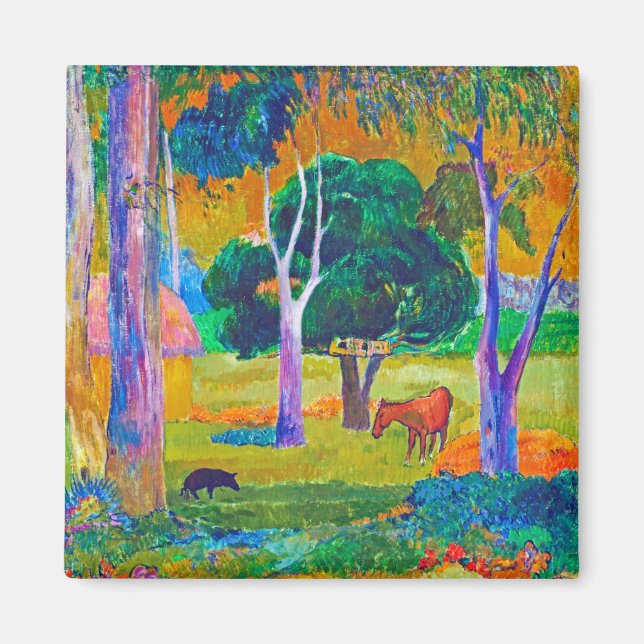 Imán Paisaje con cerdo y caballo, Gauguin (Frente)