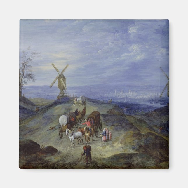 Imán Paisaje con dos molinos de viento, 1612 (Frente)