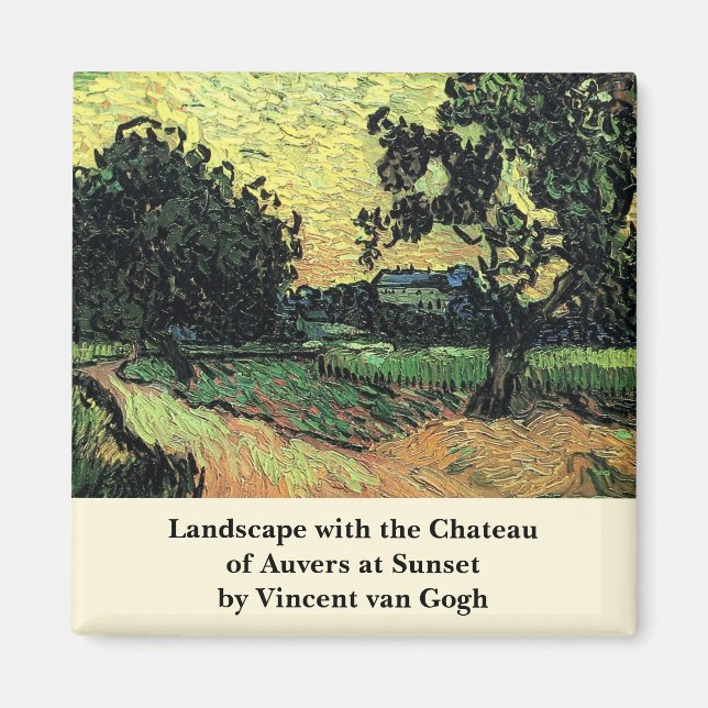 Imán Paisaje con el Chateau de Auvers de Vincent van Go (Frente)