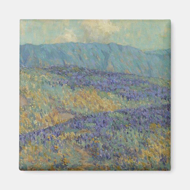 Imán Paisaje con flores azules (de Granville Redmond) (Frente)