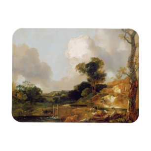 Imán Paisaje con la corriente y el vertedero (aceite en