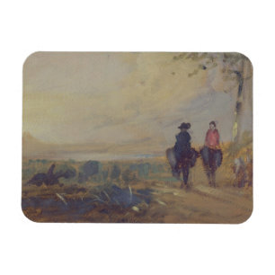 Imán Paisaje con Lago y dos figuras viajando, Tokio