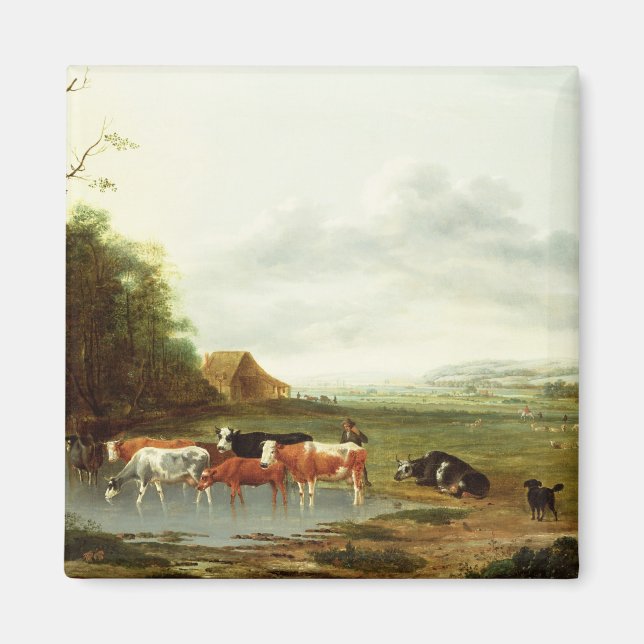 Imán Paisaje con pastor y ganado (aceite en canva (Frente)