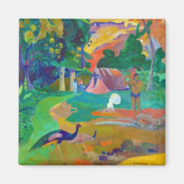Imán Paisaje con Peacocks, Gauguin (Frente)