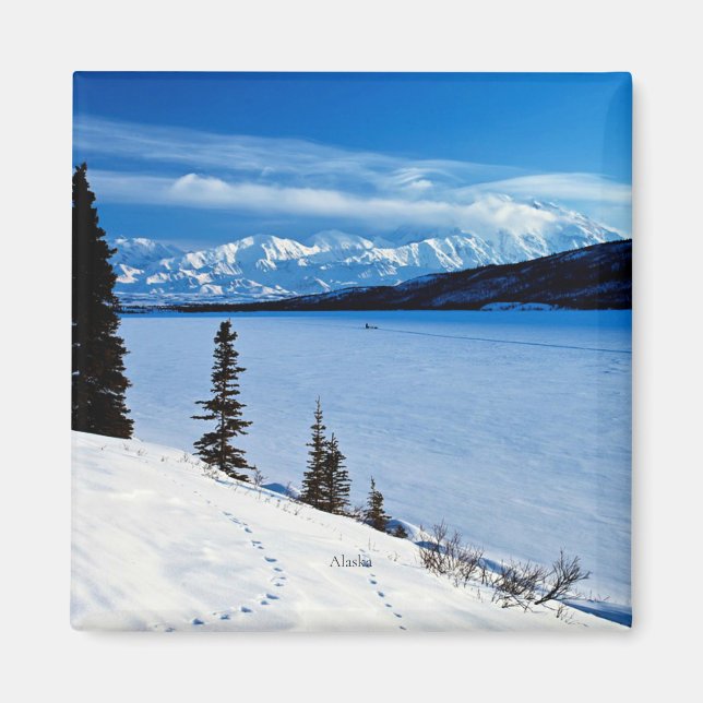 Imán Paisaje de Alaska, etiquetado, (Frente)