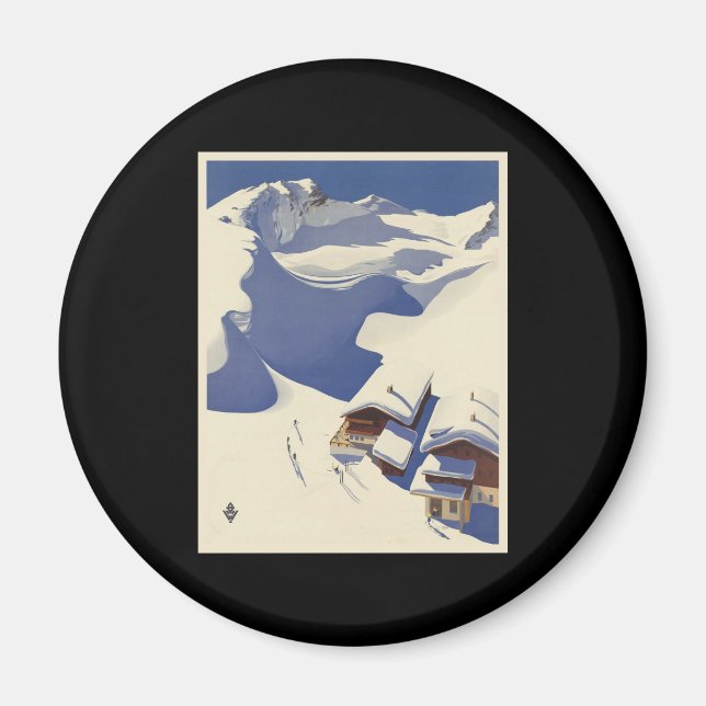 Imán Paisaje de esquí de Austria en los Alpes (Frente)