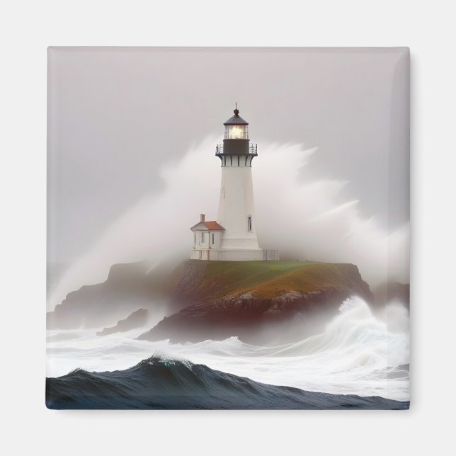 Imán Paisaje de faro Olas oceánicas costeras paisaje (Frente)