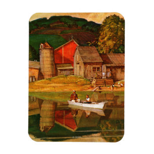 Imán Paisaje de la charca de la granja por la aguamiel