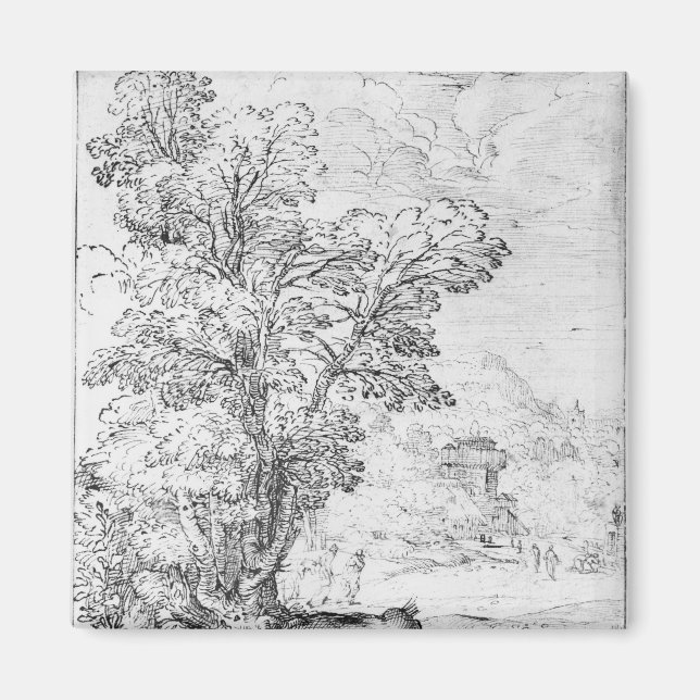 Imán Paisaje de madera (Frente)