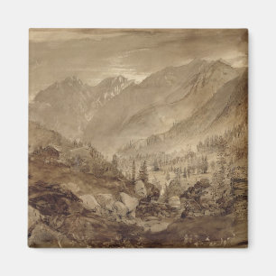 Imán Paisaje de montaña, Macugnaga, 1845 (pluma y marró