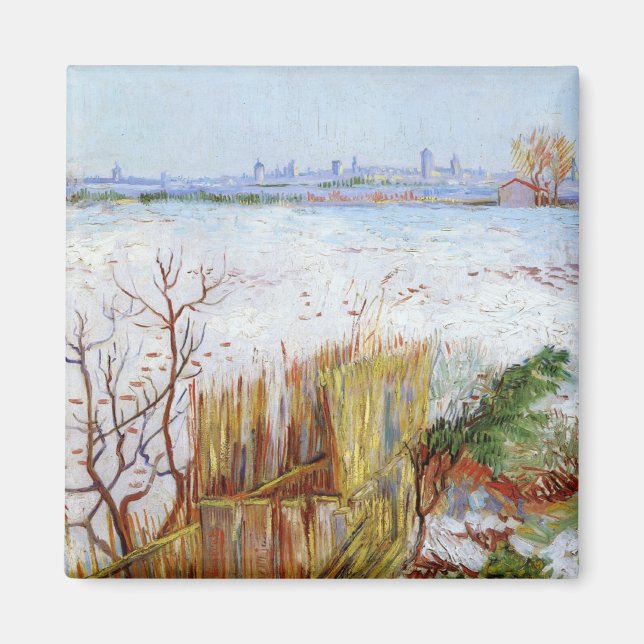 Imán Paisaje de nieve, famoso cuadro de Van Gogh (Frente)