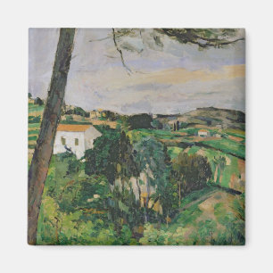 Imán Paisaje de Paul Cezanne el con el tejado rojo o