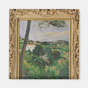 Imán Paisaje de Paul Cezanne el con el tejado rojo o